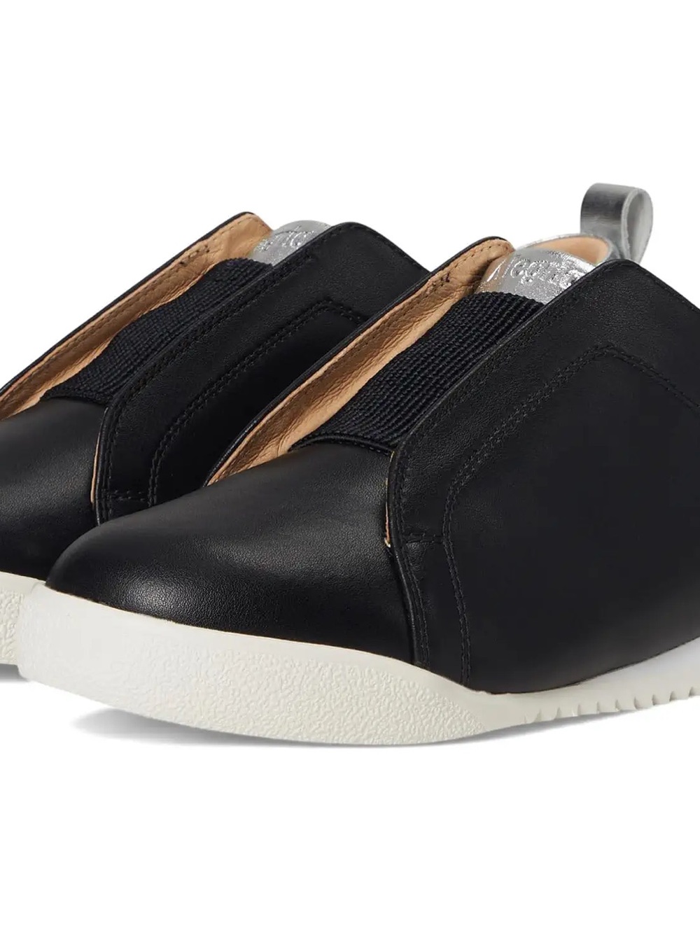 Alegria Black Slip-On Sneakers with White Sole